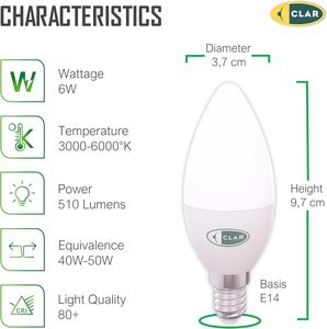 Clar-e14 dẫn bóng nến 6W 8W, vít nhỏ cơ sở, trang trí tiết kiệm năng lượng đèn cho sử dụng trong nhà - Product Image 2