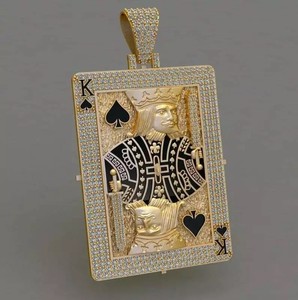 Personnalisé VVS Diamant Hip Hop Rappeur Glacé Jouer Carte Pendentifs 10K/14K Plaqué Or Unisexe Cadeau Bijoux - Product Image 3