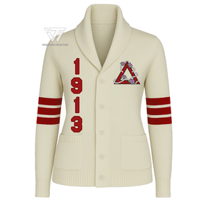 Delta grec | Sigma | Thêta | Vêtements de sororité DST prêts à expédier pull Cardigan College à col châle - Product Image 1