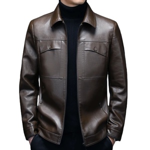 Winter Men's Genuine Leather Slim Fit Fashion Motorcycle Solid Overcoat Canvas Waterproof Windproof Full Size M-3XL - Product Image 1