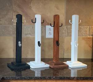 Walnut Wood Mug Tree Stand Kitchen Countertop Coffee Tea Cup Holder <b>Storage</b> Rack <b>Tabletop</b> Hanging Organizer Displaying Accessory - Product Image 2