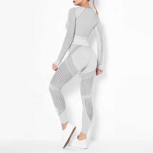 Haute qualité femmes séchage rapide coupe-vent Fitness sport soutien-gorge Leggings ensemble respirant deux pièces Yoga tenue cordon de serrage - Product Image 2