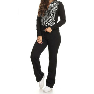 2024 femmes décontracté Style solide pantalon évasé avec ensemble à capuche Streetwear droit Hip Hop pantalon de survêtement pour l'hiver - Product Image 2