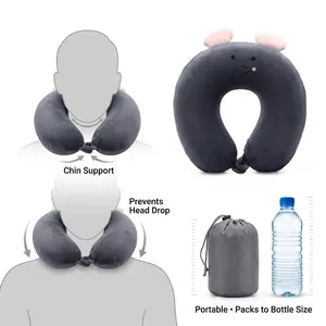 Almohada de Viaje para Cuello y Hombros, Antiácaros, con Bordado Personalizado de Animales, para Viajes en Avión y Tren - Product Image 2