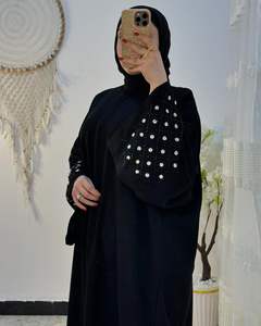 ชุดอาบายะสีดำยาว ป้องกันริ้วรอย งานแฮนด์เมดจากดีไซเนอร์ คอลเลคชั่นล่าสุด ผลิตจากผ้าไหม สำหรับผู้ใหญ่ ชุดละหมาดแบบดั้งเดิมสำหรับสตรีชาวมุสลิม - Product Image 2