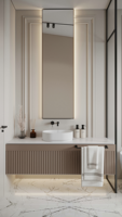 Meuble mural moderne de haute qualité en contreplaqué pour salle de bain, armoire suspendue avec miroir éclairé