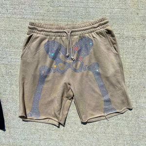 Short de survêtement d'été High Street pour hommes entrejambe de 5 pouces motif solide strass Fitness entraînement Gym course survêtement cordon de serrage - Product Image 4