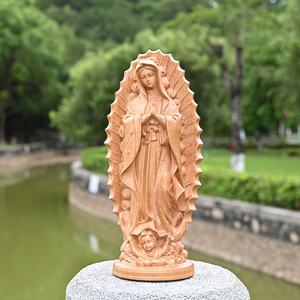 Guadalupe vergine maria statua in legno devozionale, bella figura scolpita dettagliata per collezioni di arte cattolica - Product Image 5