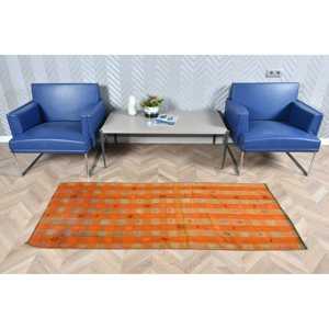 พรมวินเทจขนาด 2.6x6.1 ฟุต พรมสไตล์ตุรกี พรมลายดอกไม้สีส้มเทาทำจากขนสัตว์ - Product Image 2