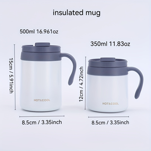 350ml 500ml Stainless Steel Insulated Coffee Mug with Handle Flip Lid <b>Double</b> <b>Wall</b> Travel Tea Cup Custom Logo - Product Image 5