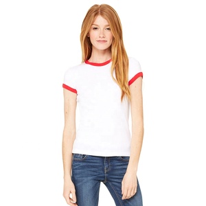 Bella toile femmes chiné profond/noir Jersey sonnerie t-shirt 100% coton Style décontracté respirant à manches courtes t-shirt - Product Image 4