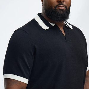 Camiseta Polo de Manga Corta con Cuello en V para Hombre, Logotipo Personalizado, de Poliéster/Algodón, Ajustada, de Punto, Color Sólido, para Verano - Product Image 3