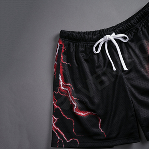 กางเกงขาสั้นตาข่ายระบายอากาศสำหรับผู้ชาย ดีไซน์โดดเด่น ผลิตจากโพลีเอสเตอร์ 100% แห้งเร็ว เอวยางยืด ปรับแต่งได้ คุณภาพสูง - Product Image 4