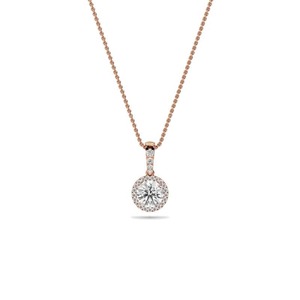Pendentif halo simple avec diamant rond taillé halo de 0,50 ct, diamant de laboratoire en platine, pour tenue de mariée ou de soirée - Product Image 1