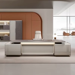 Modern Luxury Executive <b>Desk</b> High Gloss <b>Large</b> Office Table Eco Friendly Wooden Boss Director Studio Workstation Furniture Set - Product Image 1