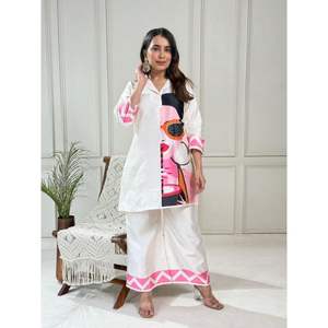 Conjunto de Kurti con Estampado de Figura Vetican Premium con Palazzo para Oficina, Fiesta, Recepción de Boda, Festivales y Funciones Tradicionales - Product Image 1