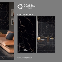 Azulejos de Porcelana Pulida con Acabado Brillante Negro y Detalles Dorados de 600x1200mm, con Aspecto de Mármol para Villas Modernas