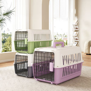 Boîte de transport pour animaux de compagnie approuvée par les compagnies aériennes, <span class=keywords><strong>prix</strong></span> d'usine, boîte de transport portable en plastique avec porte en fil métallique, cage de voyage pour <span class=keywords><strong>chien</strong></span> en gros pour les voyages et les visites chez le vétérinaire - Product Image 1