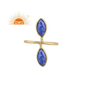 Superventas plata esterlina 18K chapado en oro Natural lapislázuli piedra preciosa anillo ajustable joyería para mujer regalo para ella - Product Image 1