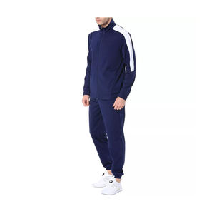 2022 nouveau survêtement de jogging à rayures réfléchissantes en nylon de marque privée personnalisée pour hommes ensemble 2 pièces avec fermeture à glissière tissé style décontracté - Product Image 4