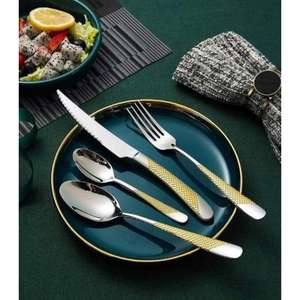 Complete Eco-Friendly Dishwasher Safe Stainless Steel Flatware Set with Stylish Design for Parties Family Gatherings Fine Dining - Product Image 1