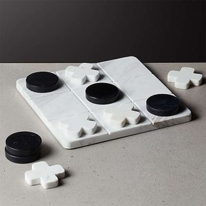 Tic tac toe en marbre blanc, cadeau parfait pour un anniversaire, jeu d'intérieur avec revêtement doré pour les jeux de société des enfants et de la famille - Product Image 4