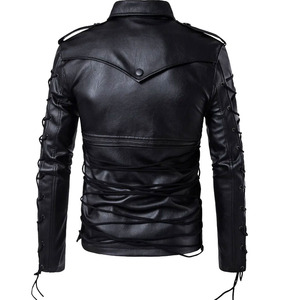 Chaqueta de cuero informal para hombre al por mayor con estilo de calle, nuevo diseño de moto, chaqueta lateral con cinturón de fabricante - Product Image 6