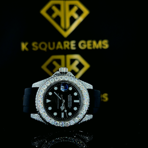 Bijoux de montre d'affaires de mode de luxe de qualité supérieure automatique glacé VVS clarté Moissanite diamant clouté verre d'acier inoxydable - Product Image 1