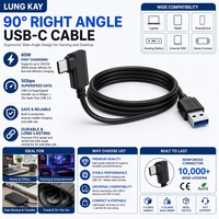 Cable USB C de 90 Grados con Ángulo Recto, 60W PD, Carga Rápida, USB 3.0 a Tipo C, Cable de Datos de 5Gbps para Teléfono y Juegos, OEM, ODM, Personalizado