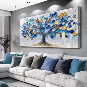 VXMXFTE Arte de pared para sala de estar, dormitorio, decoración de pared para oficina, comedor, azul abstracto - Product Image 1