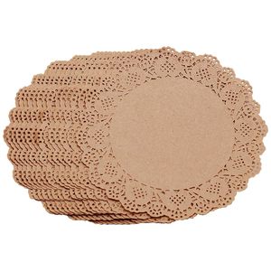 Napperons en papier blanc écologiques jetables à dentelle, diamètre 300 mm, ronds, pour l'emballage et le service alimentaire - Product Image 1
