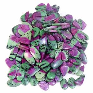 100% rubí Natural en par de zoisita, par de cabujones de piedras preciosas sueltas, piedras preciosas sueltas de alta calidad para usar en la fabricación de joyas - Product Image 4