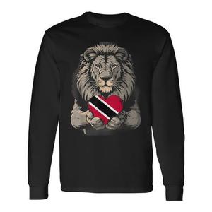 Maglietta a maniche lunghe Trinidad e Tobago Lion Heart unisex con scollo rotondo, stampa digitale, abbigliamento promozionale, per adulti, Pride. - Product Image 1