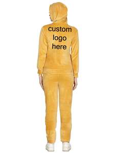 Chándales de mujer con logotipo personalizado, sudaderas con capucha para correr de talla grande, de 2 piezas traje deportivo, sudaderas con capucha y pantalones de terciopelo, chándales para correr - Product Image 3