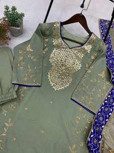 งานฟอยล์และปักด้านบนและ plazo กับ dupatta - Product Image 5