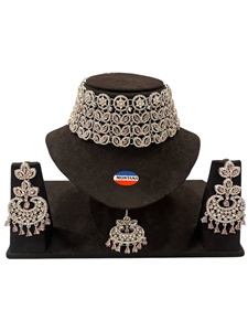 Conjunto de Gargantilla de piedra americana con pendientes de gota Joyería de moda de acero inoxidable versátil - Product Image 5
