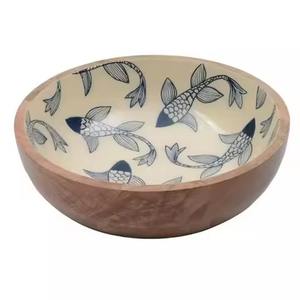 New Design <b>Enamel</b> Wooden <b>Bowl</b> Decoration Wooden <b>Bowls</b> Large <b>Enamel</b> Printed mango Wood Salad Serving <b>Bowl</b> - Product Image 2