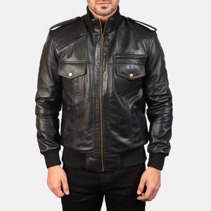 Chaqueta Bomber de Piel de Oveja Auténtica Agent Shadow, Cuello Alto con Cierre de Cremallera, Diseño Reversible, Tallas XS-XL para Otoño - Product Image 4