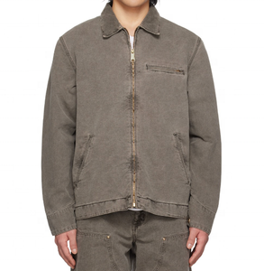 Chaquetas Vintage de Algodón con Logotipo Personalizado, Chaqueta de Lona Gruesa Estilo Urbano con Cierre, Chaqueta Lavada al Ácido para Hombre - Product Image 1