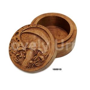 Venta caliente de madera grabada redonda caja de madera urna para cenizas humanas con bolsa de terciopelo gratis - Product Image 1