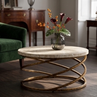 Table basse ronde moderne en fer et marbre, base en métal, plateau en marbre de luxe, table de salon, table basse contemporaine, table à cocktail