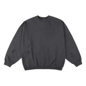 Sudaderas Personalizadas para Hombre de Alta Calidad, Estilo Holgado con Hombros Caídos, Lavado Ácido, Desgastadas y Rotos, para Invierno - Product Image 1