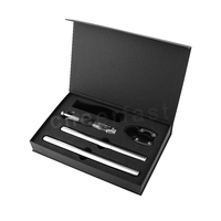 Boîte magnétique noire refroidisseur de vin bâton verseur de vin bouchon cadeau ensemble avec sac en velours coupe-feuille refroidisseur de vin bâton ensemble de 2 pièces