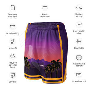 Pantalones cortos de malla para hombre, ropa de gimnasio de verano al por mayor, venta directa del fabricante, pantalones cortos de baño para hombre, transpirables, informales, para gimnasio, deporte, baloncesto - Product Image 6