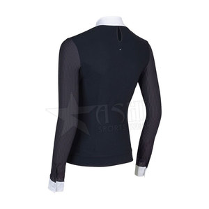 Horse Riding Wear Custom Show Shirts With Private Label Horse Riding Top Women <b>Equestrian</b> Short Sleeves Show Shirt - Product Image 2