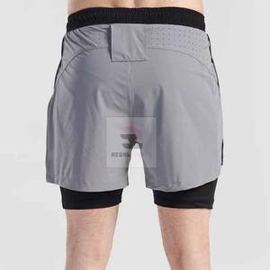 100% Polyester High Waist <b>Gym</b> <b>Shorts</b> Double Layer Breathable Plain Dyed Solid Pattern Lace Eco-Friendly Casual Style OEM Service - Product Image 2