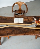 Live Edge clair époxy sud-américain noyer bois Table basse pluie bois Table 2200*850*50mm