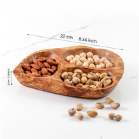 Assiette de service classique en bois d'olivier tunisien, faite à la main, écologique, durable, élégante, vaisselle naturelle, forme irrégulière