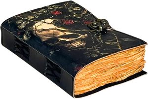 Diario de calavera hecho a mano antiguo Deckle Edge diario de papel 7x5 pulgadas cuaderno de cuero genuino con diseño de calavera y rosas Vintage - Product Image 2