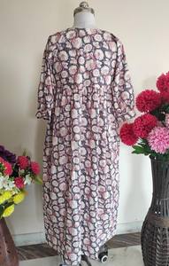 Vestido Informal de Algodón Indio, Vestido Midi Estampado Hecho a Mano, Vestido Largo de Algodón de Verano, Ropa de Estilo Bohemio para Mujer, Ligero e Informal - Product Image 5